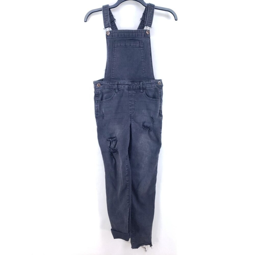 Celebrity Pink Destroyed Denim Bib Overalls Womens Medium Black Stretch Slim Fit